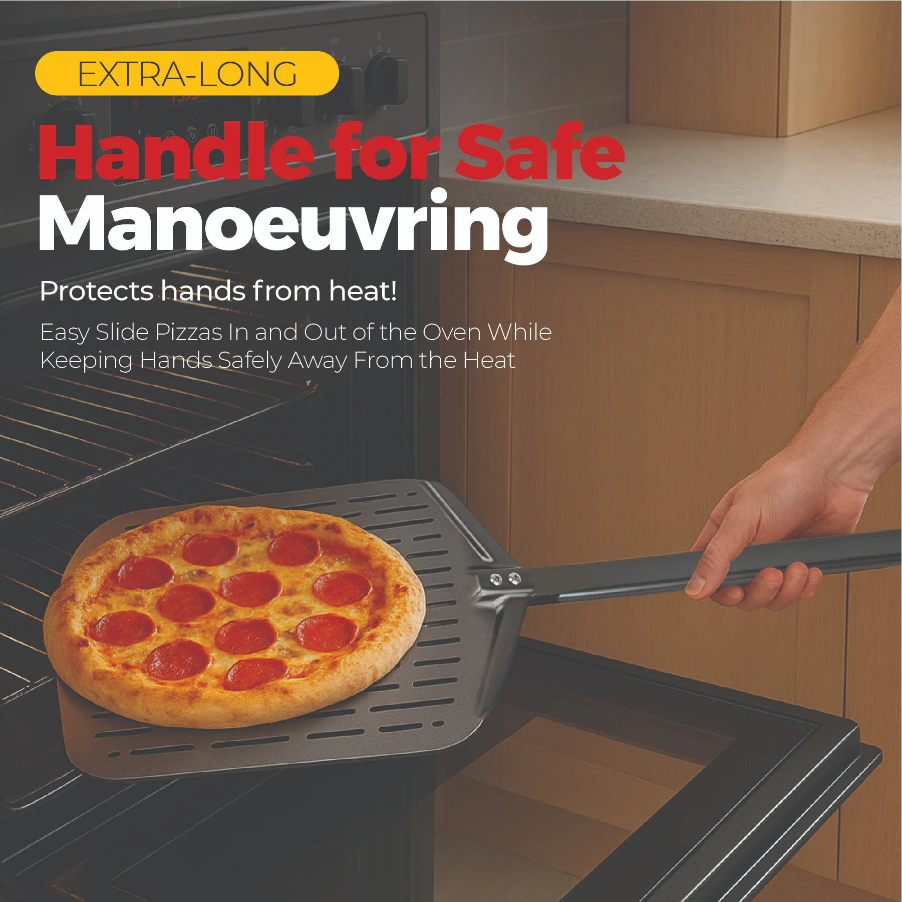 Black Rock Grill 12" Perforated Aluminum Pizza Peel – Lightweight, Rust-Resistant, Easy-Launch Paddle for Pizza Ovens - Image 4