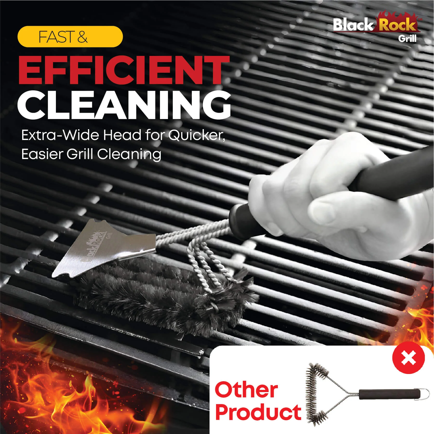 Heavy-Duty BBQ Grill Brush & Scraper – 18” Stainless Steel Grill Cleaner for Gas, Charcoal, Electric, Infrared & Steak Stone Hot Rocks – Bonus Marinating Oil Brush - Image 3