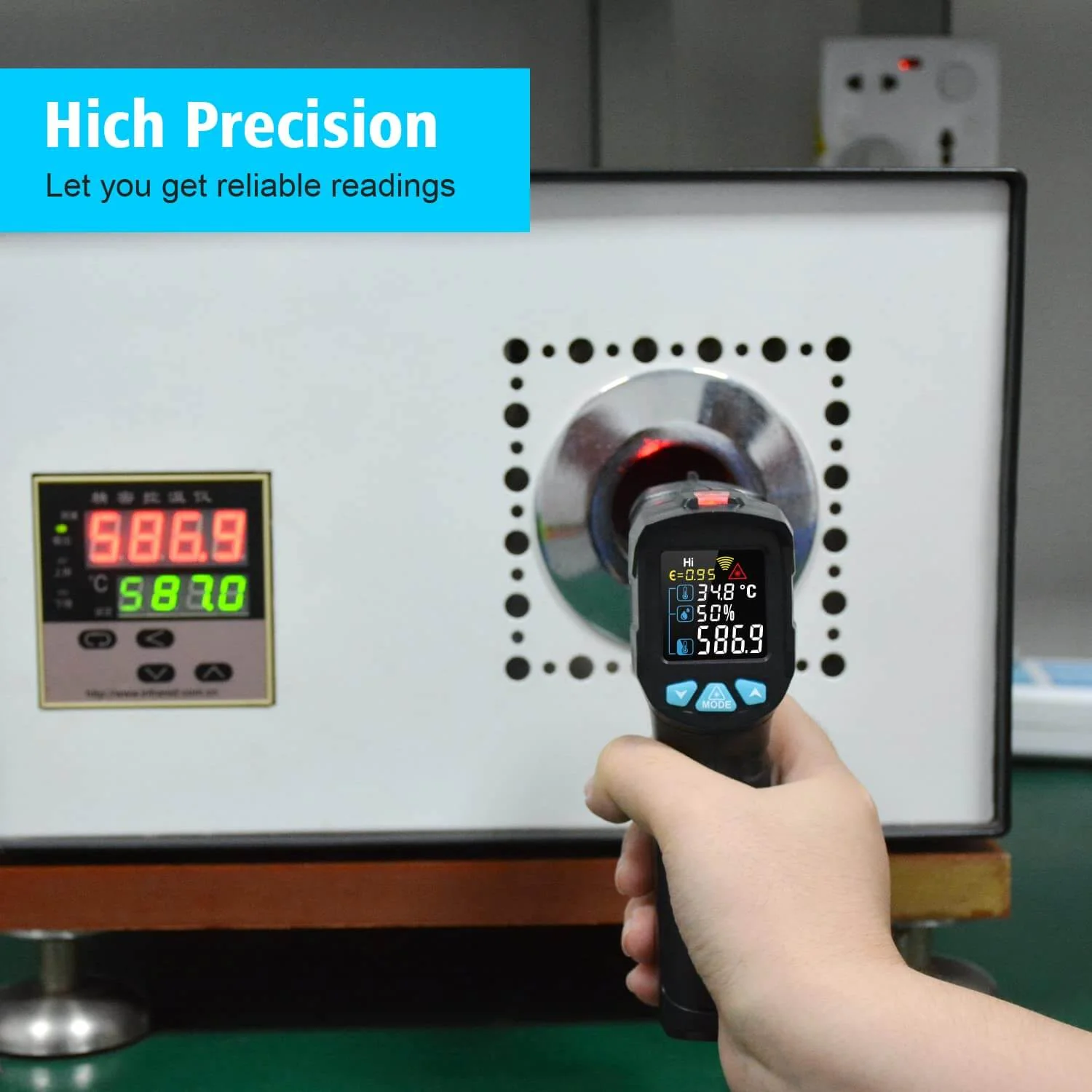 Infrared Thermometer Digital Laser IR Temperature Gun -50℃~550℃ | Non-Contact, High/Low Alarm, Adjustable Emissivity, Color LCD Display for Cooking, Steak Stones, BBQ, Pizza Oven & Industrial Use - Image 6
